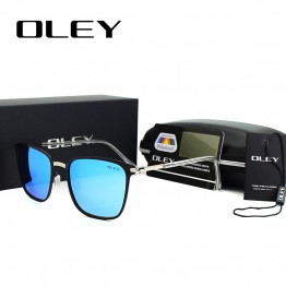 OLEY Unisex Retro  Sunglasses Polarized Lens Vintage Sun Glasses For Men/Women High-grade alloy frame Transparent legs Goggles